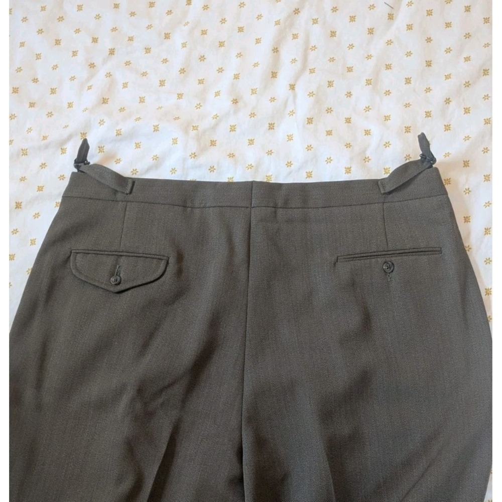 VTG POLO RALPH LAUREN 40x32 Wool Twill Pants Dbl Pleated OG Green Buckles USA - Picture 11 of 15